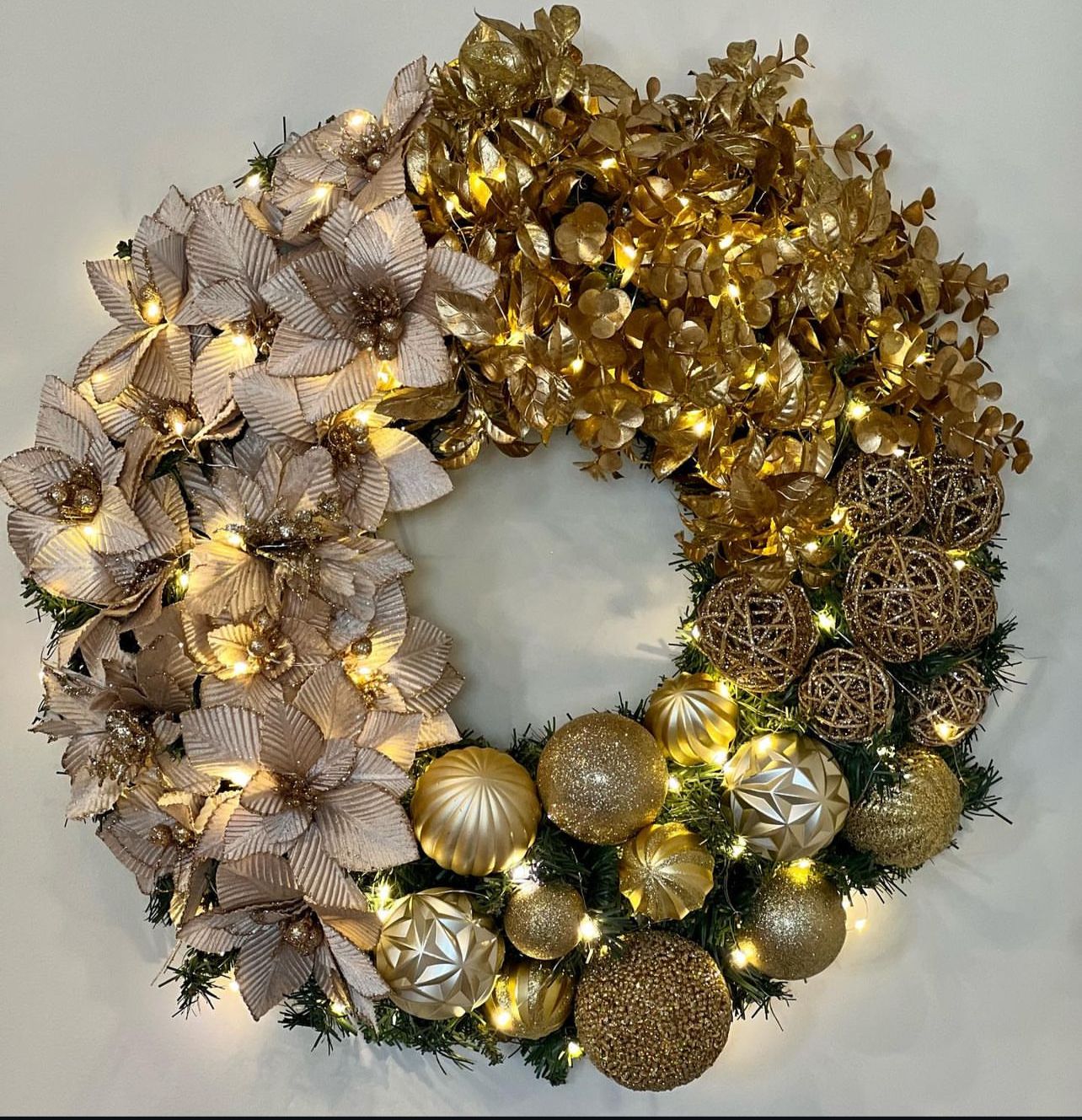 Guirlanda Natalina Gold Iluminada - 65CM